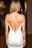 White Bodycon Backless Homecoming Dress