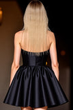 Halter Black A Line Satin Homecoming Dress