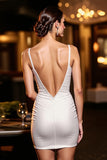Ivory Bodycon Spaghetti Straps Backless Homecoming Dress