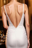 Ivory Bodycon Spaghetti Straps Backless Homecoming Dress
