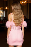 Pink Bodycon Spaghetti Straps Homecoming Dress