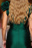 Dark Green Bodycon Homecoming Dress with 3D Flowers