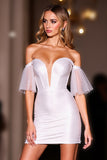 Off The Shoulder White Bodycon Homecoming Dress