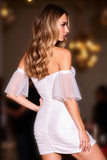 Off The Shoulder White Bodycon Homecoming Dress