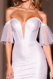 Off The Shoulder White Bodycon Homecoming Dress