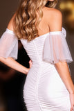 Off The Shoulder White Bodycon Homecoming Dress