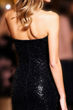 Strapless Black Sequin Tight Homecoming Dress