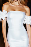 White Strapless Bodycon Homecoming Dress