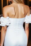 White Strapless Bodycon Homecoming Dress