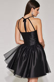 Black Halter A Line Keyhole Homecoming Dress
