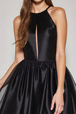 Black Halter A Line Keyhole Homecoming Dress