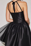 Black Halter A Line Keyhole Homecoming Dress