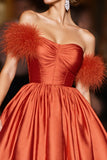 Orange Strapless A Line Homecoming Dress
