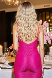Fuchsia Ruched Bodycon Spaghetti Straps Homecoming Dress