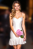 White Ruffled Bodycon Homecoming Dress