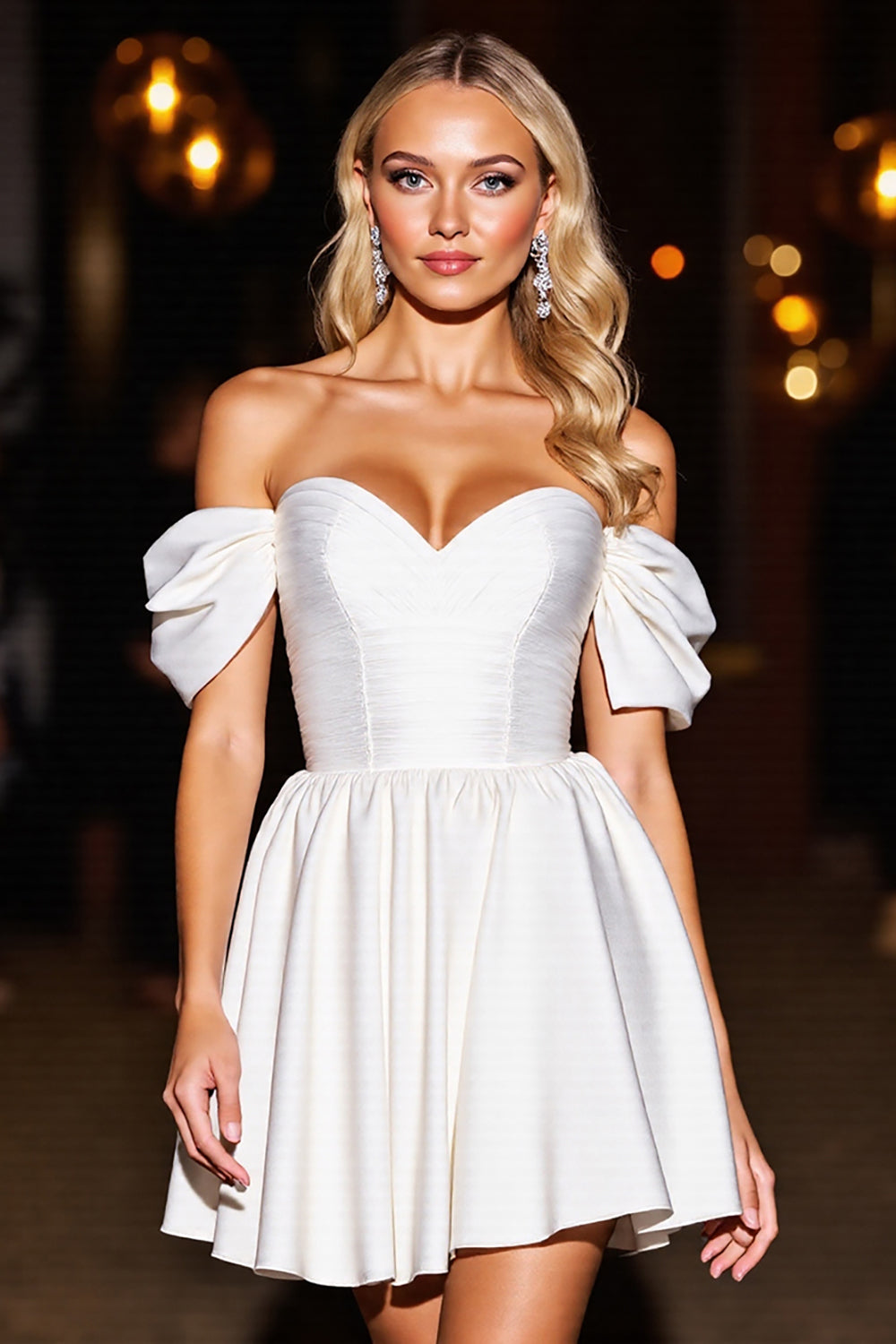 Berylove Women Off The Shoulder Homecoming Dress A Line Little White Dress, White / US4 Berylove Women Off The Shoulder Homecoming Dress A Line Little White Dress, White / US4