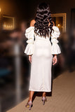 Off The Shoulder White Homcoming Dress with Slit