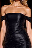 Off The Shoulder Black Bodycon Homecoming Dress
