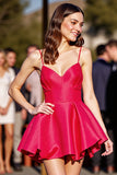 A Line Red Spaghetti Straps Homecoming Dress