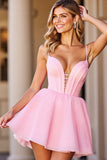 Corset Pink A Line Homecoming Dress