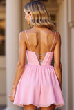 Corset Pink A Line Homecoming Dress