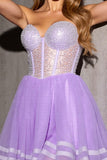 Corset Strapless Lilac A Line Homecoming Dress