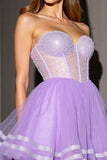 Corset Strapless Lilac A Line Homecoming Dress