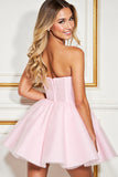 Strapless Pink A Line Homecoming Dress