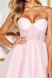 Strapless Pink A Line Homecoming Dress