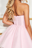 Strapless Pink A Line Homecoming Dress