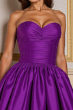 Strapless Dark Purple Ruched Homecoming Dress