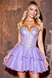 Sparkly Strapless Purple Homecoming Dress with Sequins