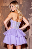 Sparkly Strapless Purple Homecoming Dress with Sequins