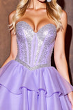 Sparkly Strapless Purple Homecoming Dress with Sequins