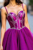 Beaded Dark Purple A Line Homecoming Dress