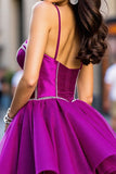 Beaded Dark Purple A Line Homecoming Dress