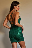 Sparkly Dark Green Homecoming Dress with Sequins