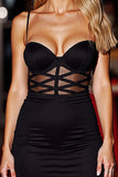 Black Tight Spaghetti Straps Homecoming Dress