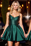 A Line Dark Green Satin Homecoming Dress
