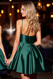 A Line Dark Green Satin Homecoming Dress