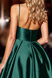 A Line Dark Green Satin Homecoming Dress