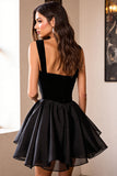 A Line Black Mini Homecoming Dress
