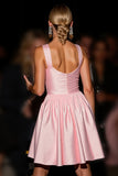 Pink A Line Homecoming Dress with 3D Flower
