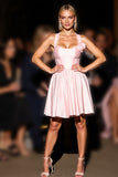 Pink A Line Homecoming Dress with 3D Flower