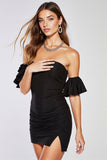 Strapless Black Homecoming Dress with Ruffles