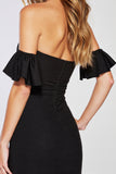 Strapless Black Homecoming Dress with Ruffles
