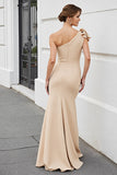 Mermaid Apricot One Shoulder Formal Dress with Bow