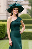 One Shoulder Mermaid Pine Long Mother of the Bride Dress