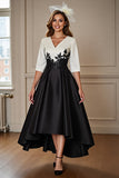 Black A Line Appliqued Mother Of The Bride Dress