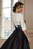 Black A Line Appliqued Mother Of The Bride Dress
